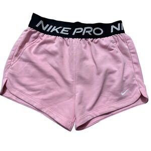 Girls Nike Pro Pink Athletic Shorts Dri FIT Logo Waistband Size Large